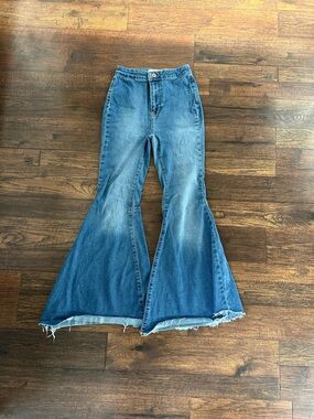 We The Free Medium Blue High-Rise Flare Jeans